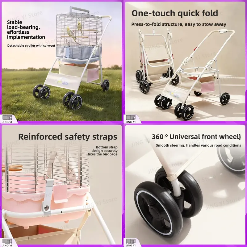 Pet Stroller Carrier - Carrinho de Transporte Dobrável e Leve
