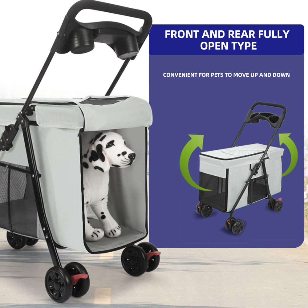 Pet Stroller Carrier - Carrinho de Pet Multifuncional e Dobrável