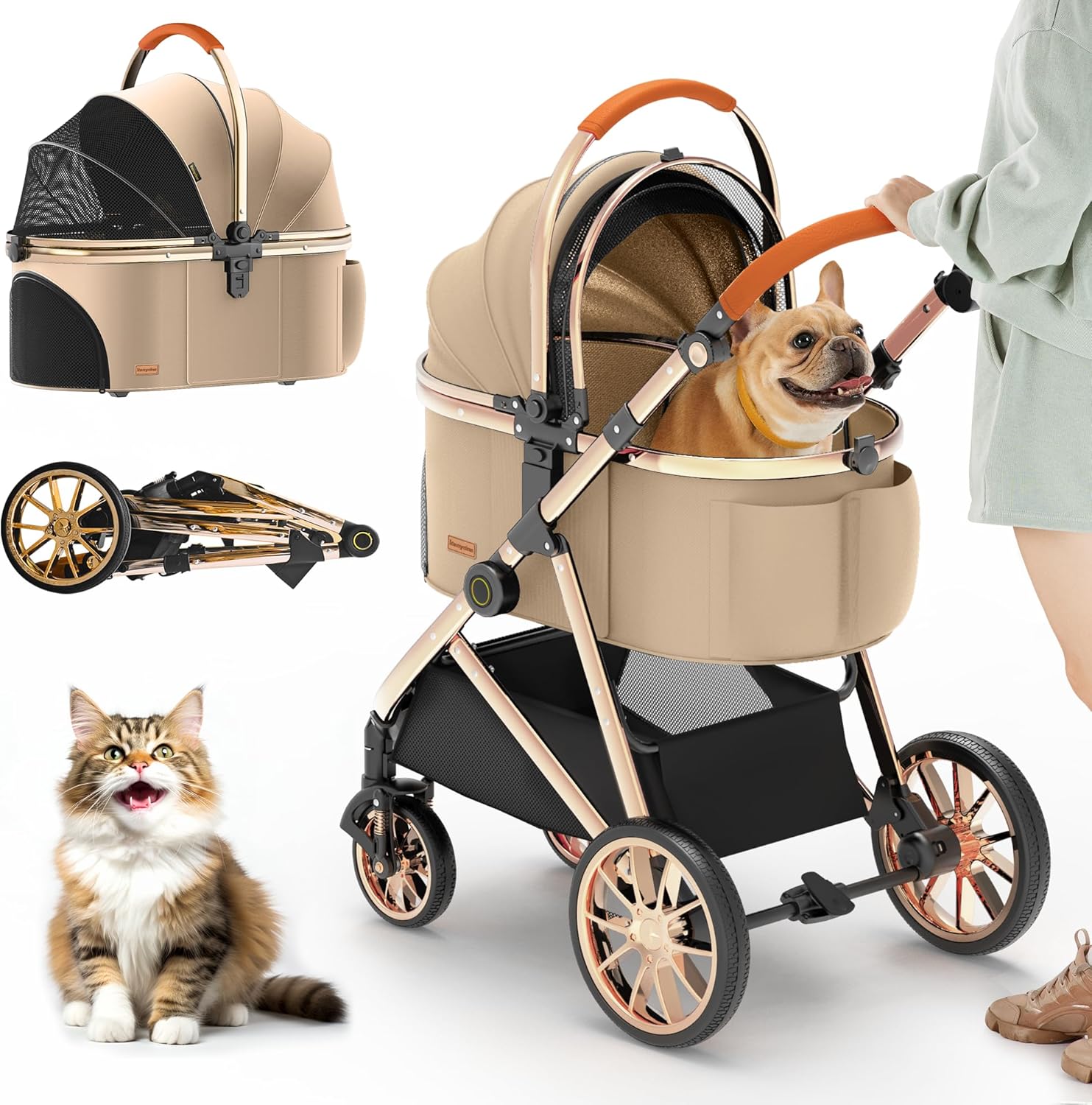 Pet Stroller Carrier - Carrinho de Luxo 3 em 1