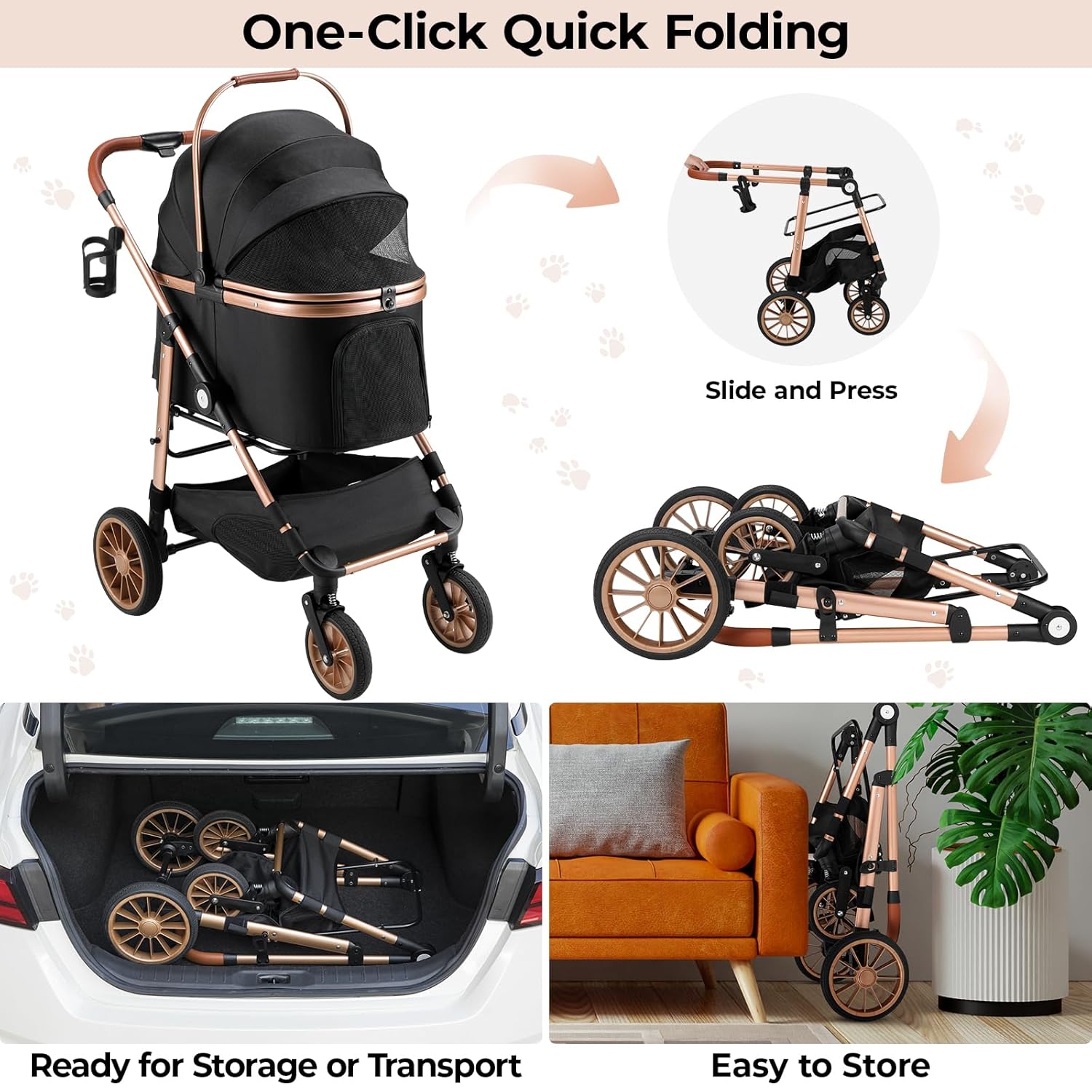 Carrinho de passeio dobrável p - Pet Stroller Carrier avaliação e preço
