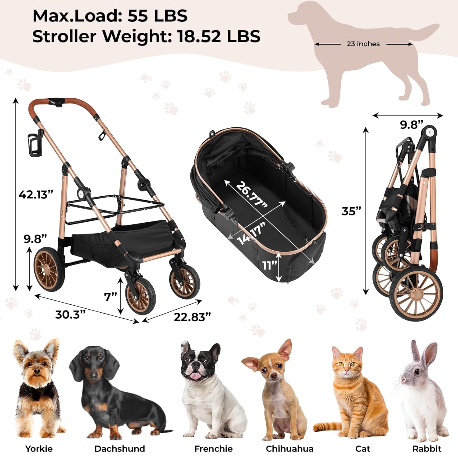 Carrinho de passeio dobrável p - Pet Stroller Carrier avaliação e preço