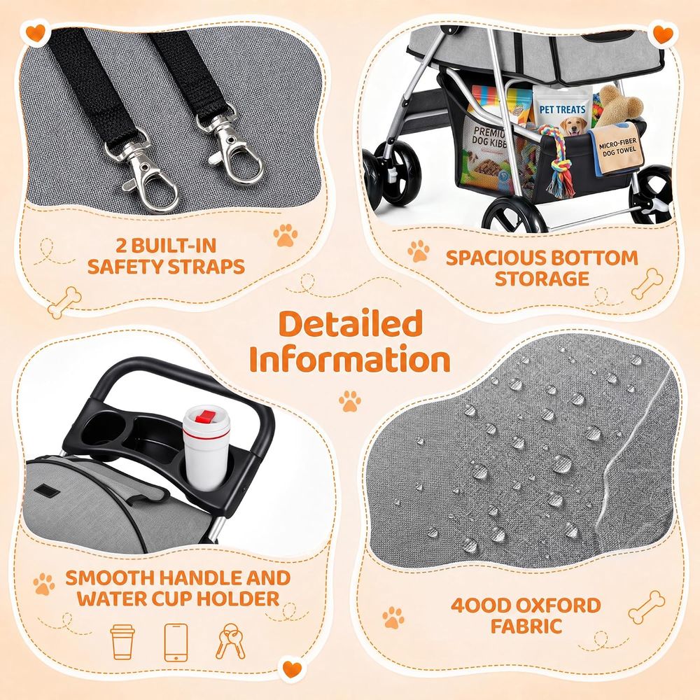 Carrinho de passeio para anima - Pet Stroller Carrier avaliação e preço