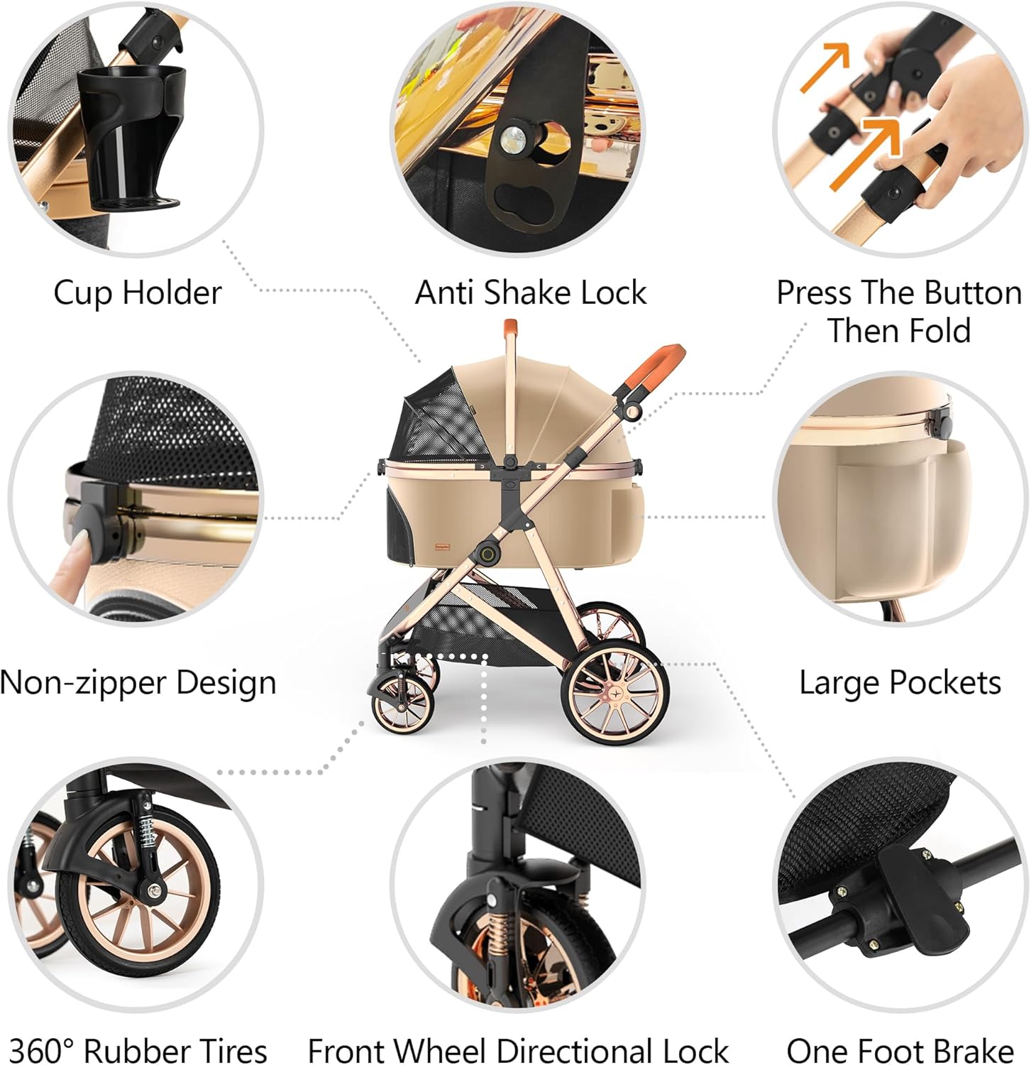 Carrinho de Luxo 3 em 1 para A - Pet Stroller Carrier avaliação e preço